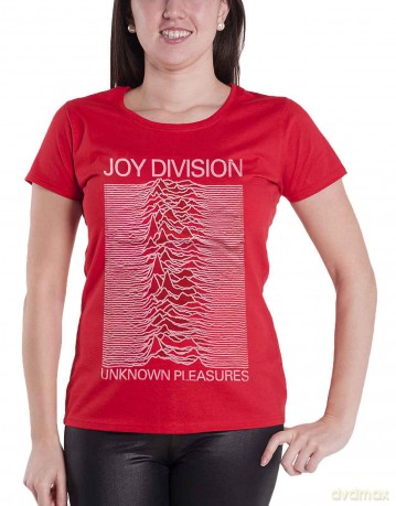 Joy Division: Ladies T-Shirt: Unknown Pleasures (Red) (Small)