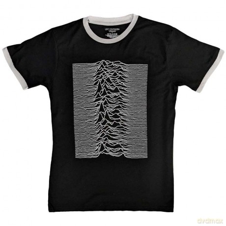 Joy Division: Unisex Ringer T-Shirt: Unknown Pleasures (Black) (Back Print) (Medium)