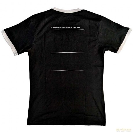Joy Division: Unisex Ringer T-Shirt: Unknown Pleasures (Black) (Back Print) (Medium)