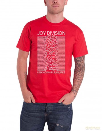 Joy Division: Unisex T-Shirt: Unknown Pleasures White On Red (Red) (Medium)