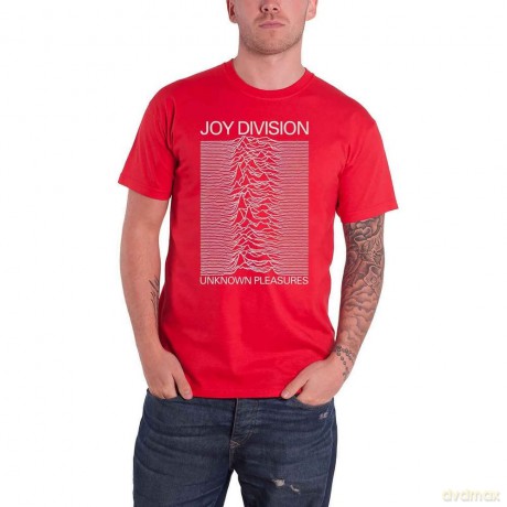 Joy Division: Unisex T-Shirt: Unknown Pleasures White On Red (Red) (X-Small)