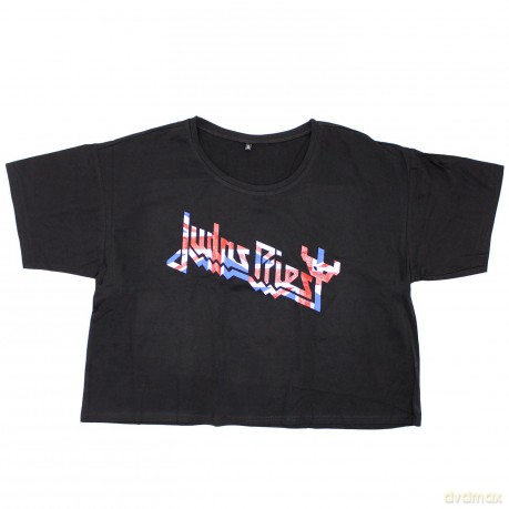 Judas Priest: Ladies Fashion Tee: Union with Boxy Styling and Glitter Print Application (Medium)