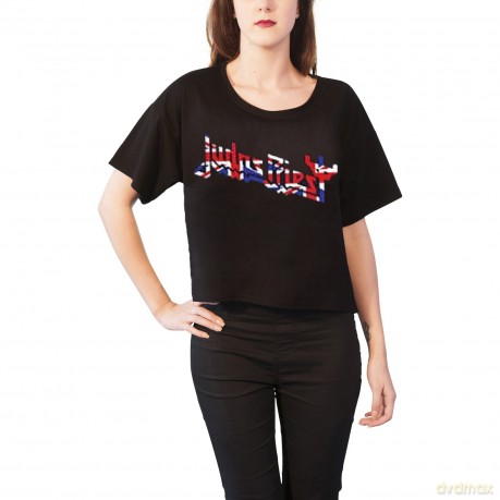 Judas Priest: Ladies Fashion Tee: Union with Boxy Styling and Glitter Print Application (X-Large)