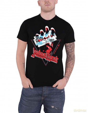 Judas Priest: Men's Tee: British Steel Hand Triangle (Small)