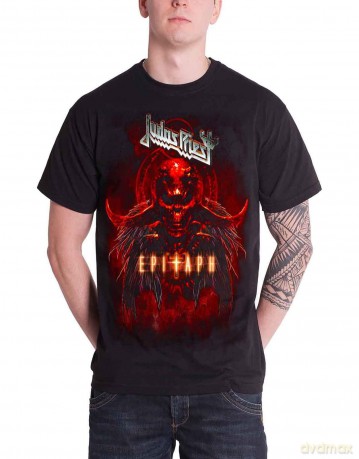 Judas Priest: Men's Tee: Epitaph Red Horns (Large)