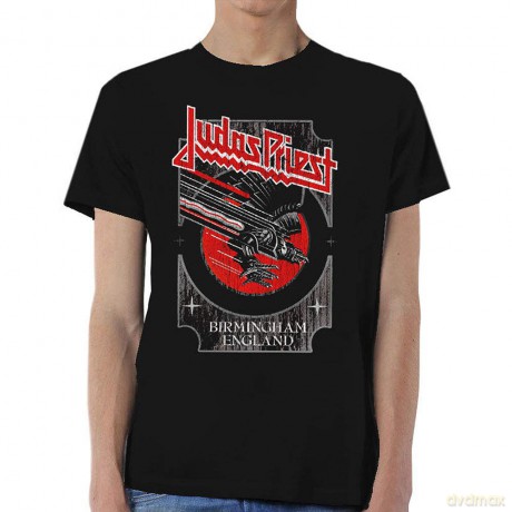 Judas Priest: Men's Tee: Silver and Red Vengeance (Large)