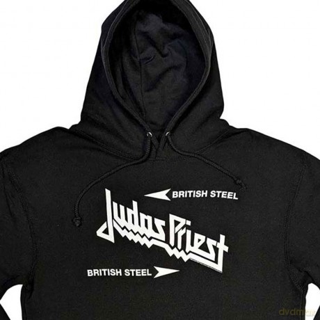 Judas Priest: Unisex Pullover Hoodie: British Steel Logo (Black) (Medium)