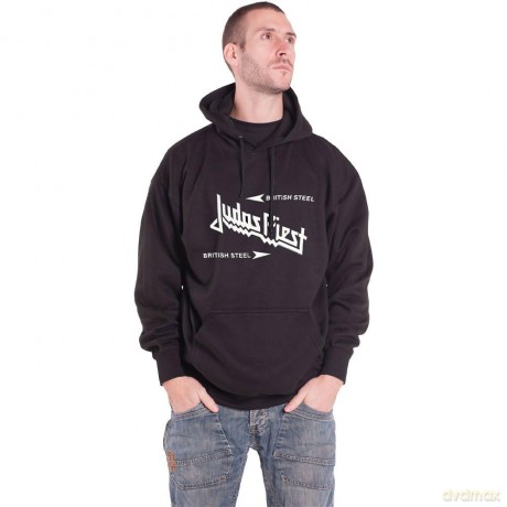 Judas Priest: Unisex Pullover Hoodie: British Steel Logo (Black) (Small)