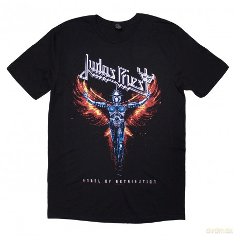 Judas Priest: Unisex T-Shirt: Angel Of Retribution Tracklst (Back Print) (Black) (Small)