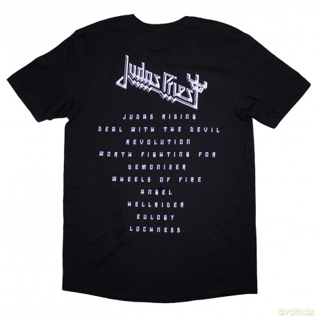 Judas Priest: Unisex T-Shirt: Angel Of Retribution Tracklst (Back Print) (Black) (Small)