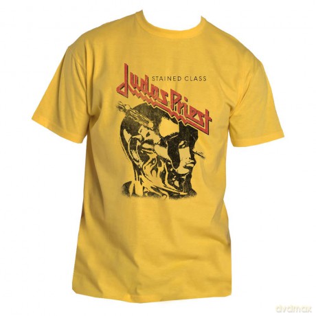 Judas Priest: Unisex T-Shirt: Stained Class Vintage Head (Yellow) (Small)