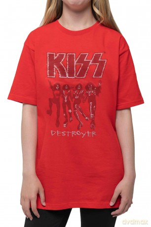 Kiss: KISS Kids T-Shirt: Destroyer Sketch (Red) (11-12 Years)
