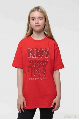 Kiss: KISS Kids T-Shirt: Destroyer Sketch (Red) (9-10 Years)