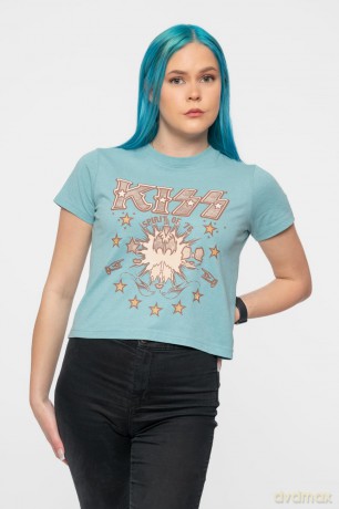 Kiss: KISS Ladies Crop Top: Spirit of '76 (Green) (Small)