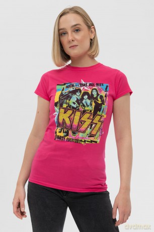 Kiss: KISS Ladies T-Shirt: Party Every Day (Heliconia Pink) (Small)