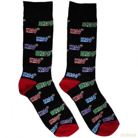 Kiss: KISS Unisex Ankle Socks: Coloured Logos Pattern (Black) (UK Size 6 - 11)