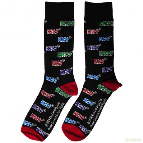 Kiss: KISS Unisex Ankle Socks: Coloured Logos Pattern (Black) (UK Size 6 - 11)