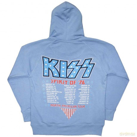 Kiss: KISS Unisex Pullover Hoodie: Americana (Light Blue) (Back Print) (Medium)