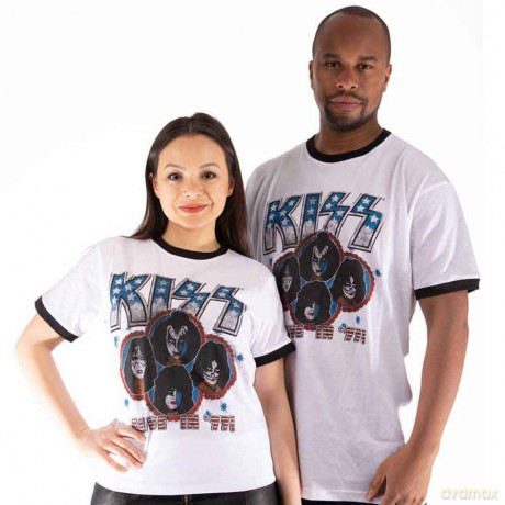 Kiss: KISS Unisex Ringer T-Shirt: Alive in '77 (White) (X-Large)