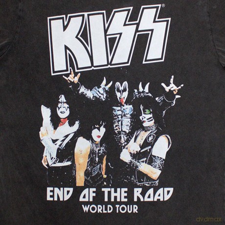 Kiss: KISS Unisex Stone Wash T-Shirt: End Of The Road World Tour (Charcoal Grey) (Large)