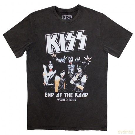 Kiss: KISS Unisex Stone Wash T-Shirt: End Of The Road World Tour (Charcoal Grey) (XX-Large)