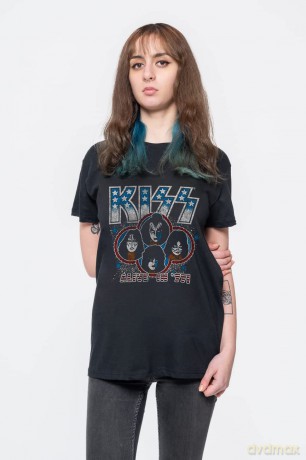 Kiss: KISS Unisex T-Shirt: Alive In '77 (Black) (Medium)