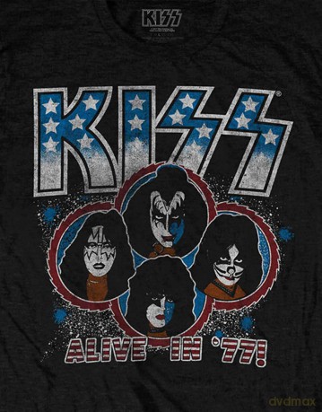 Kiss: KISS Unisex T-Shirt: Alive In '77 (Black) (X-Large)
