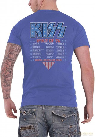 Kiss: KISS Unisex T-Shirt: Americana (Denim Blue) (Back Print) (Large)