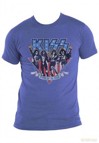 Kiss: KISS Unisex T-Shirt: Americana (Denim Blue) (Back Print) (Small)
