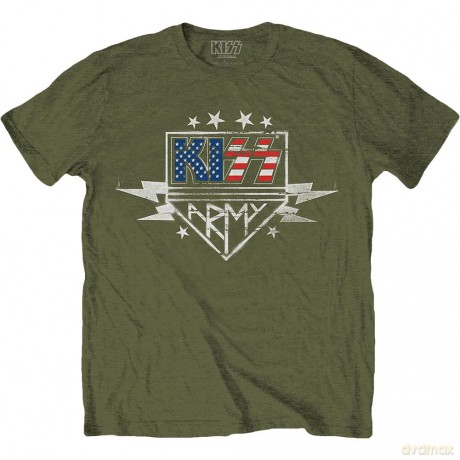 Kiss: KISS Unisex T-Shirt: Army Lightning (Military Green) (Medium)
