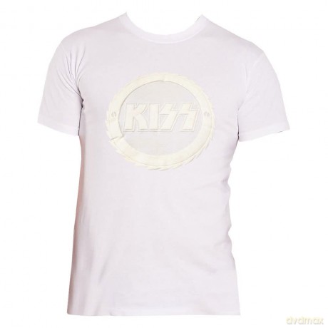 Kiss: KISS Unisex T-Shirt: Buzzsaw Logo (White) (Hi-Build White-On-White) (Small)