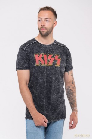 Kiss: KISS Unisex T-Shirt: Classic Logo (Black) (Wash Collection) (X-Large)