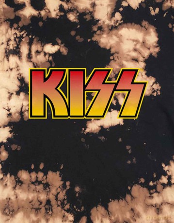 Kiss: KISS Unisex T-Shirt: Classic Logo (Dip Dye Tan And Black) (Wash Collection) (X-Large)