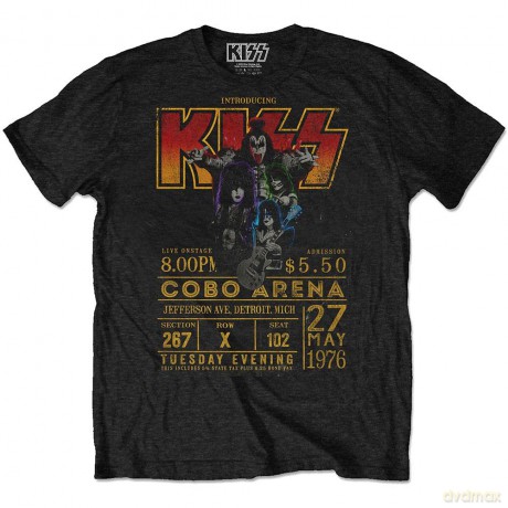 Kiss: KISS Unisex T-Shirt: Cobo Arena '76 (Black) (X-Large)