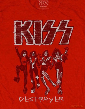 Kiss: KISS Unisex T-Shirt: Destroyer Sketch (Red) (Medium)