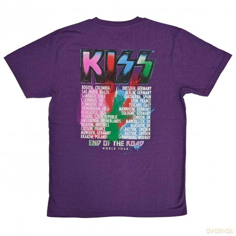 Kiss: KISS Unisex T-Shirt: End Of The Road Colour Pop (Purple) (Back Print) (Large)