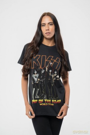 Kiss: KISS Unisex T-Shirt: End Of The Road Tour (Black) (Back Print) (X-Large)