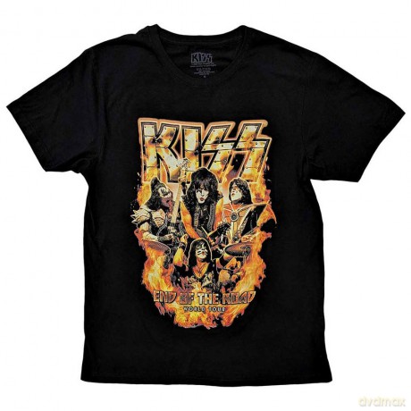Kiss: KISS Unisex T-Shirt: End Of The Road Tour Orange (Black) (Back Print) (Large)