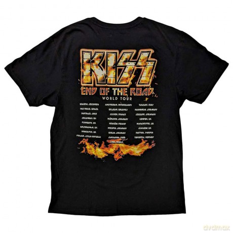 Kiss: KISS Unisex T-Shirt: End Of The Road Tour Orange (Black) (Back Print) (Large)