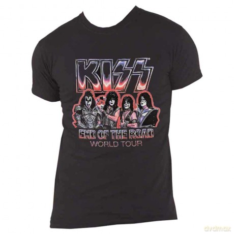 Kiss: KISS Unisex T-Shirt: End Of The Road Tour Red (Black) (Back Print) (Large)