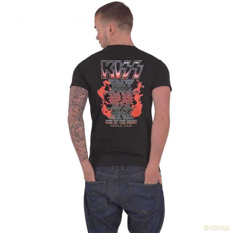 Kiss: KISS Unisex T-Shirt: End Of The Road Tour Red (Black) (Back Print) (X-Large)