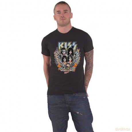 Kiss: KISS Unisex T-Shirt: End Of The Road Wings (Black) (Back Print) (Small)