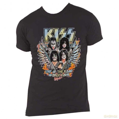 Kiss: KISS Unisex T-Shirt: End Of The Road Wings (Black) (Back Print) (Small)