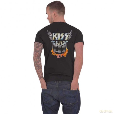Kiss: KISS Unisex T-Shirt: End Of The Road Wings (Black) (Back Print) (Small)