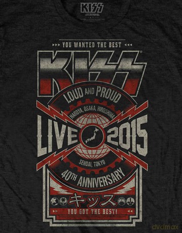Kiss: KISS Unisex T-Shirt: Japan Live 2015 (Black) (Back Print) (Large)