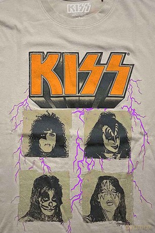 Kiss: KISS Unisex T-Shirt: Lightning Photo (Sand) (Medium)