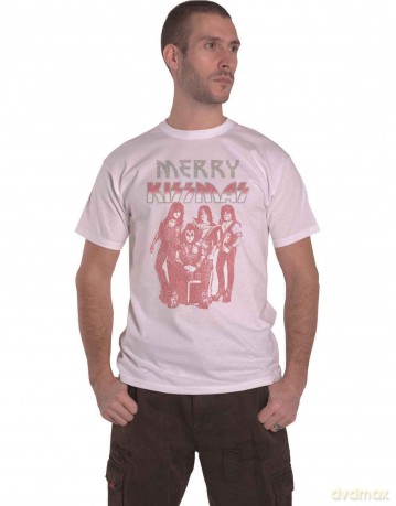 Kiss: KISS Unisex T-Shirt: Merry Kissmas (White) (Medium)