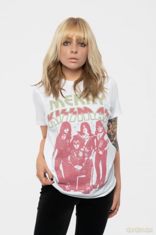 Kiss: KISS Unisex T-Shirt: Merry Kissmas (White) (XX-Large)