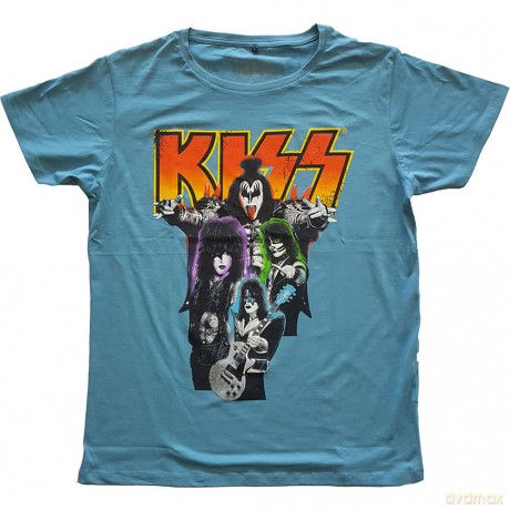 Kiss: KISS Unisex T-Shirt: Neon Band (Blue) (X-Small)
