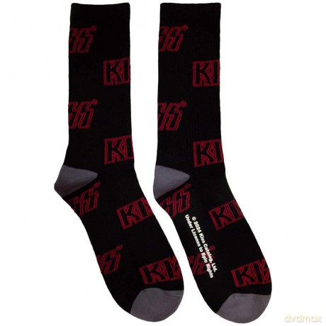 Kiss: KISS Unisex Terry Socks: Logo Pattern (Black) (UK Size 7 - 11)